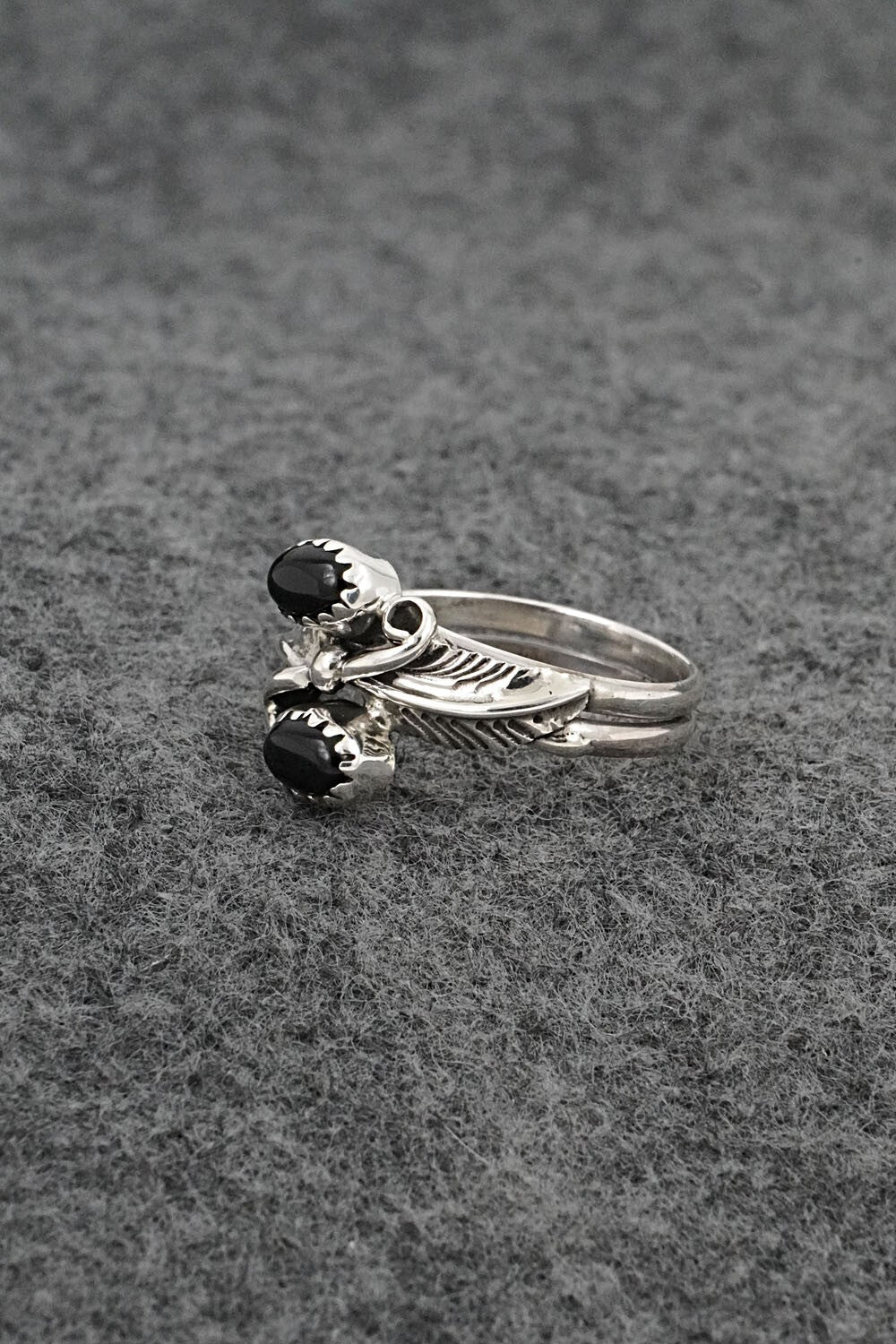 Onyx & Sterling Silver Ring - Harry B. Yazzie - Size 8