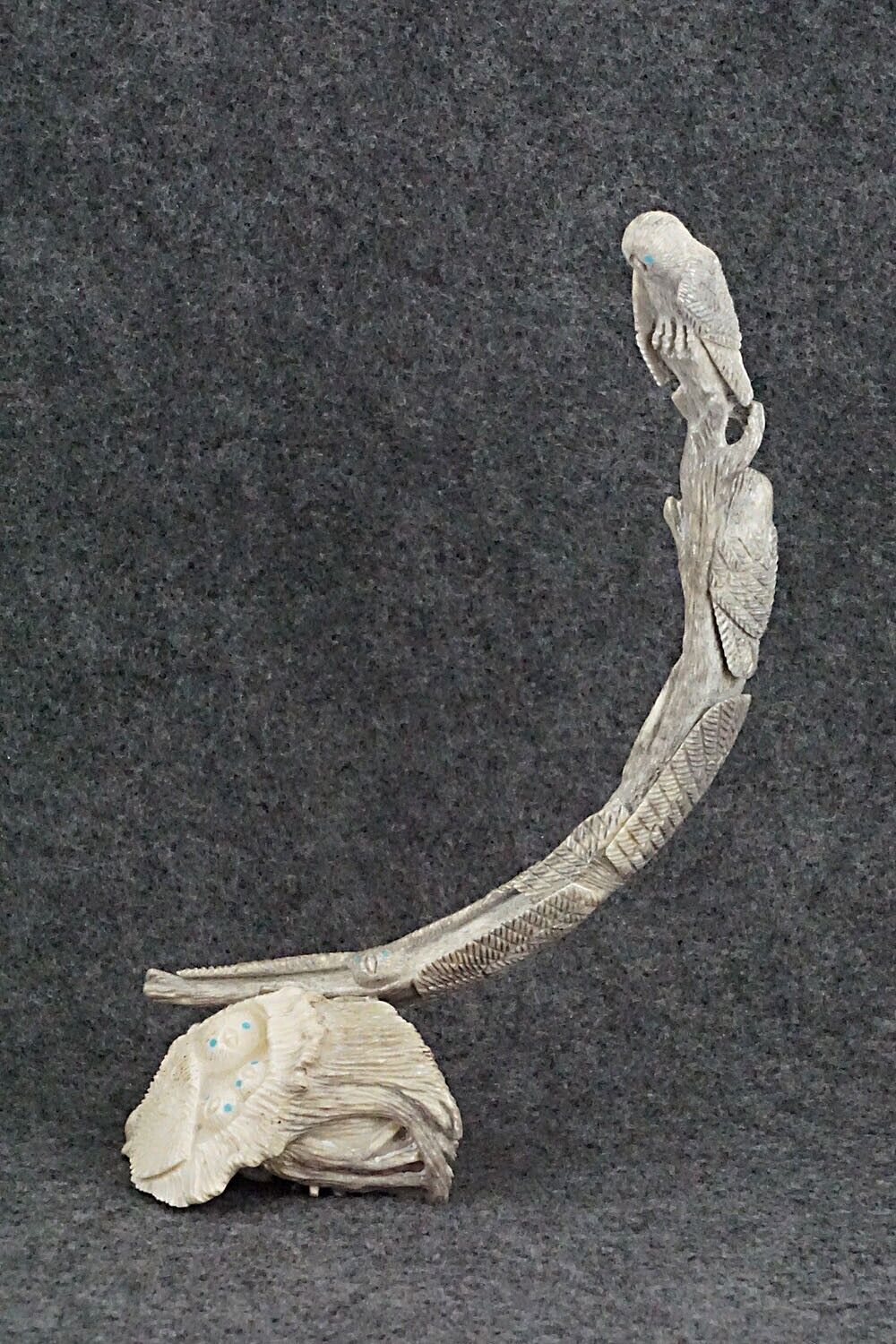 Owls Nesting Zuni Fetish Carving - Destry Siutza