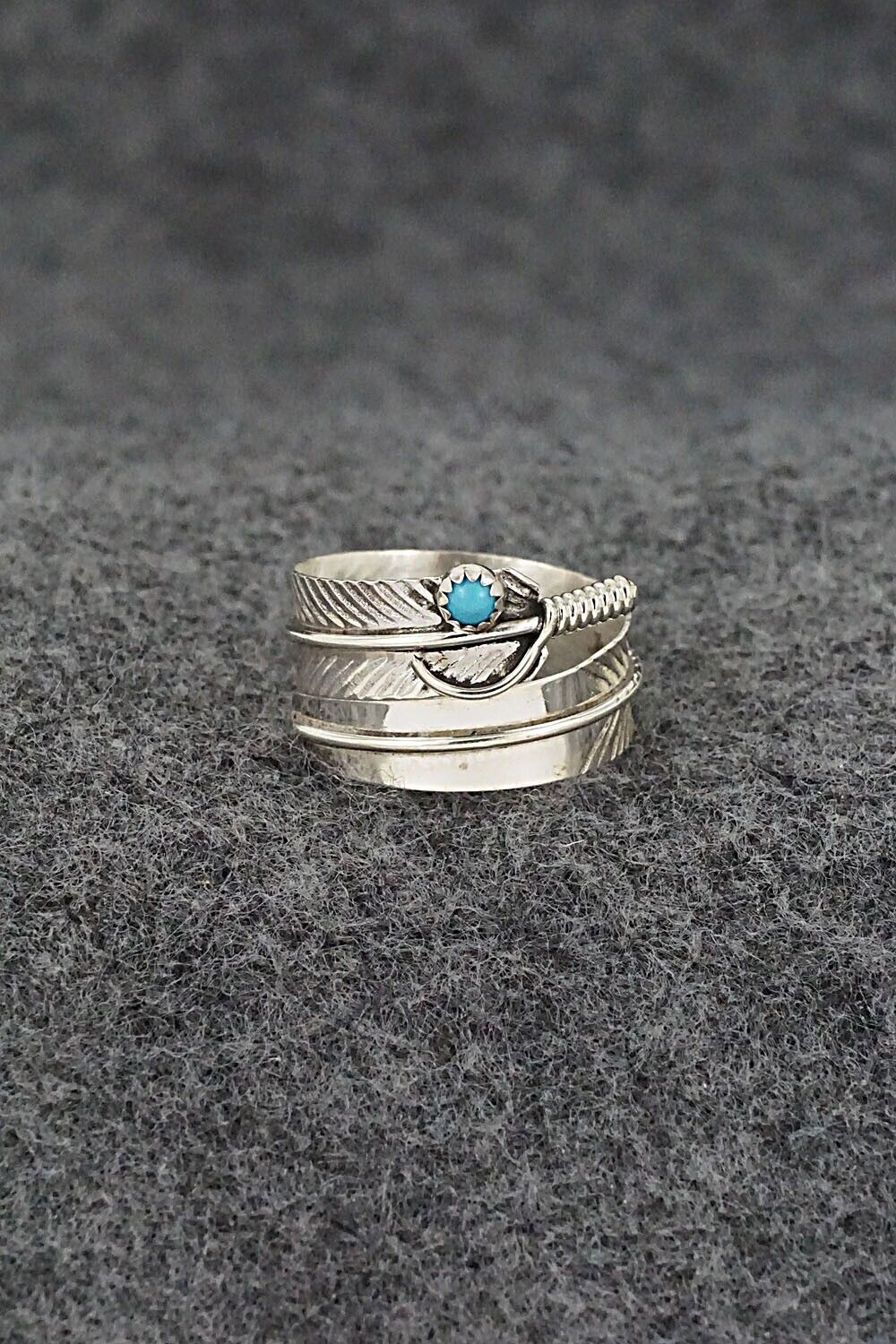 Turquoise & Sterling Silver Ring - Aaron Davis - Size 7 Adj.