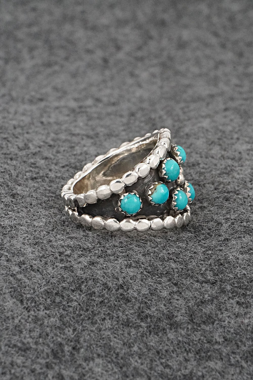 Turquoise & Sterling Silver Ring - Kenny Lonjose - Size 6.75