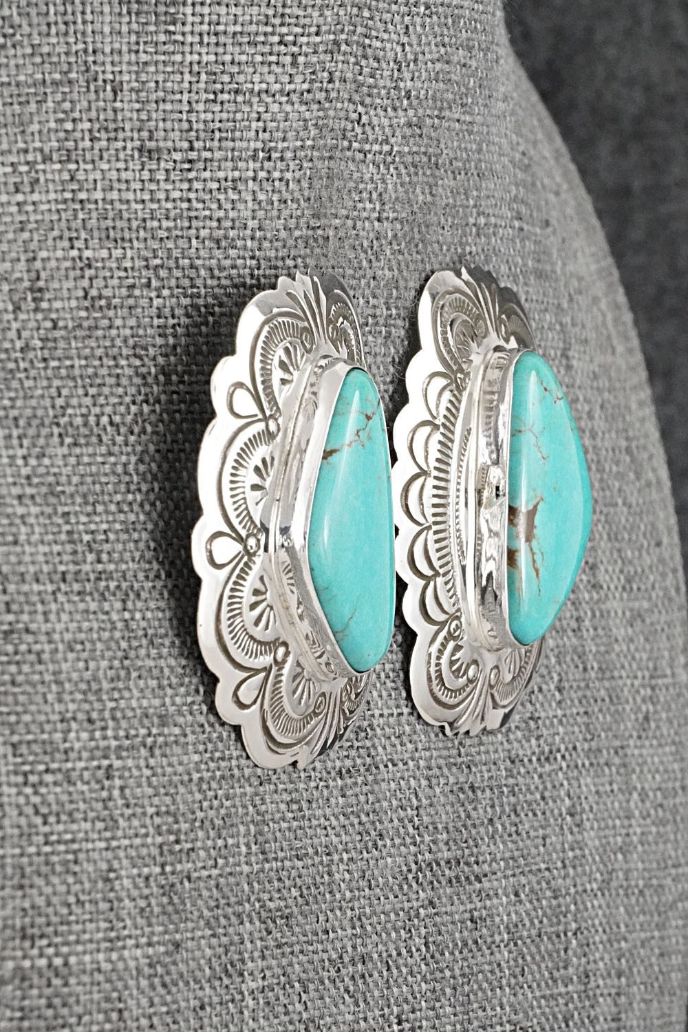 Turquoise & Sterling Silver Earrings - Arnold Blackgoat