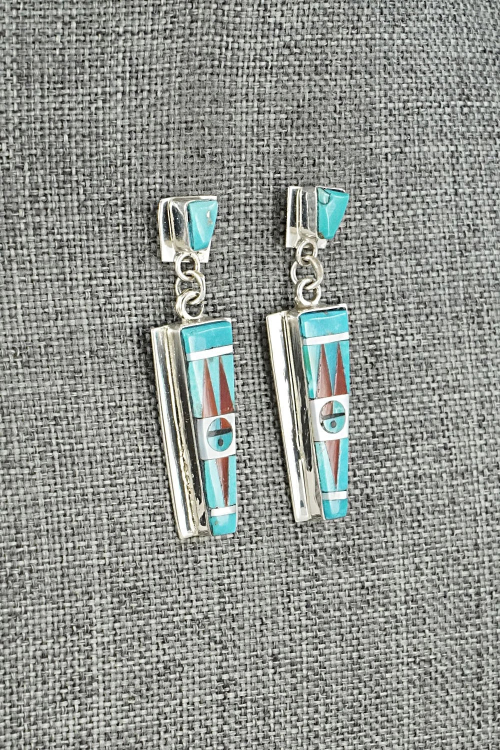 Multi-Stone & Sterling Silver Inlay Earrings - Rayland Edaakie