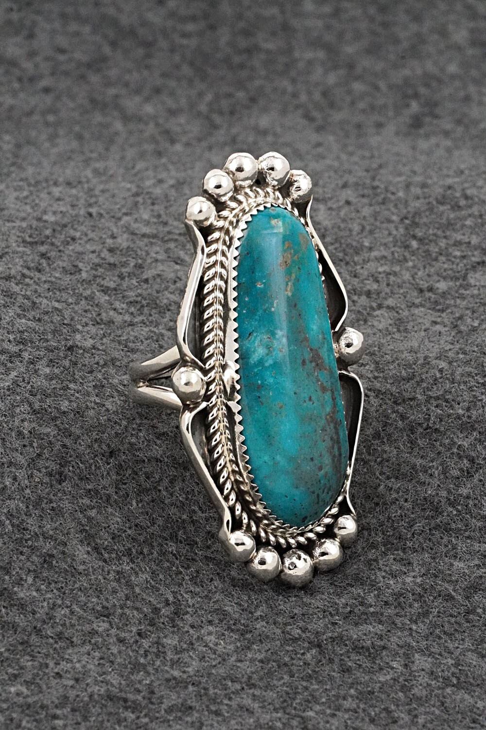Turquoise & Sterling Silver Ring - Leslie Nez - Size 9.75