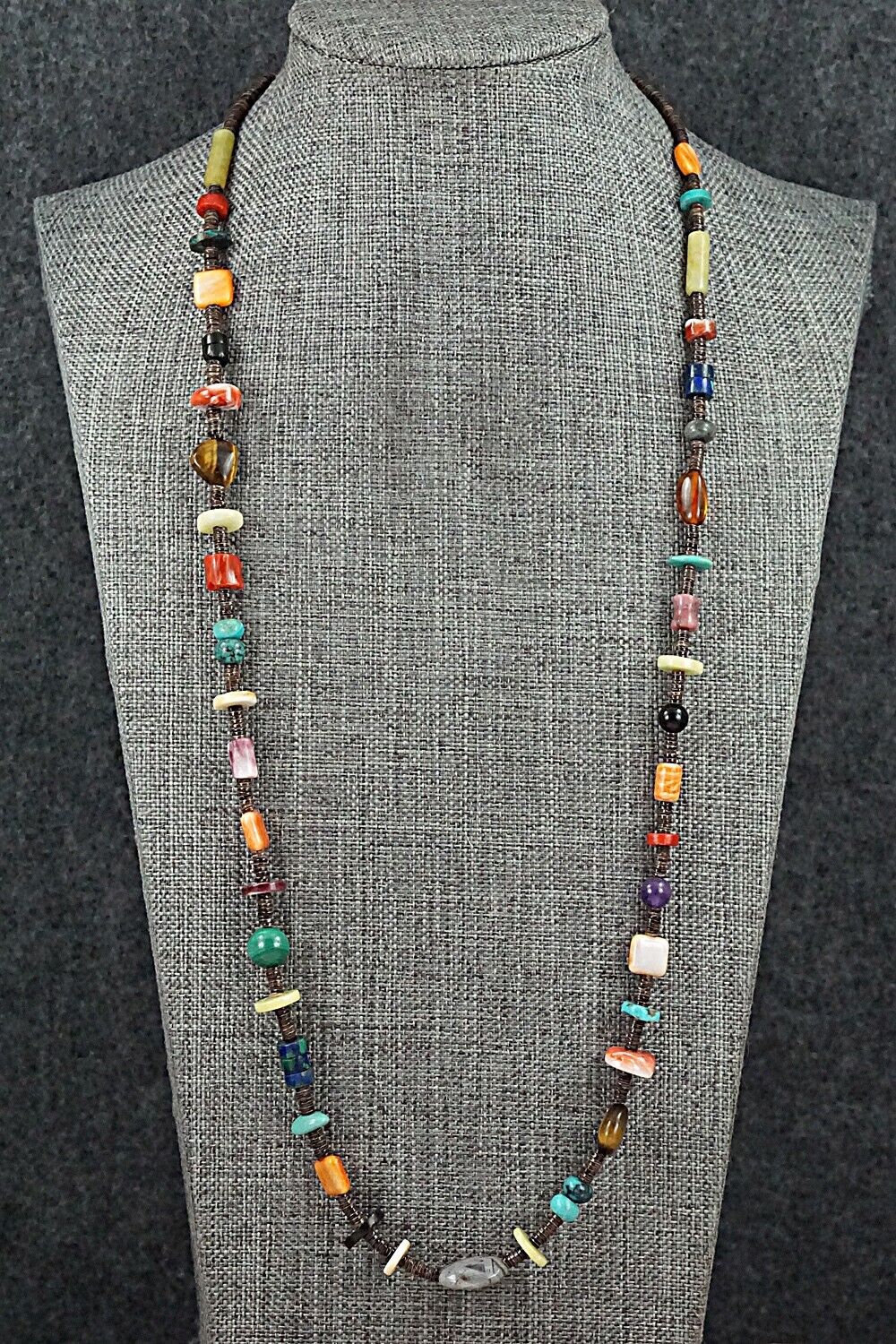 Multi-Stone & Sterling Silver Necklace 28" - Helen Tsosie