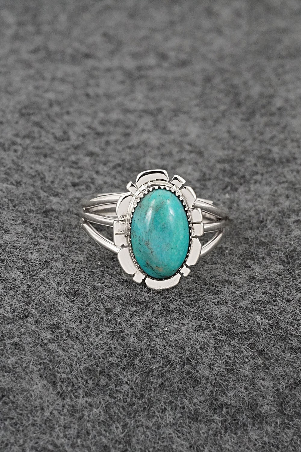 Turquoise & Sterling Silver Ring - Leona Delgarito - Size 7