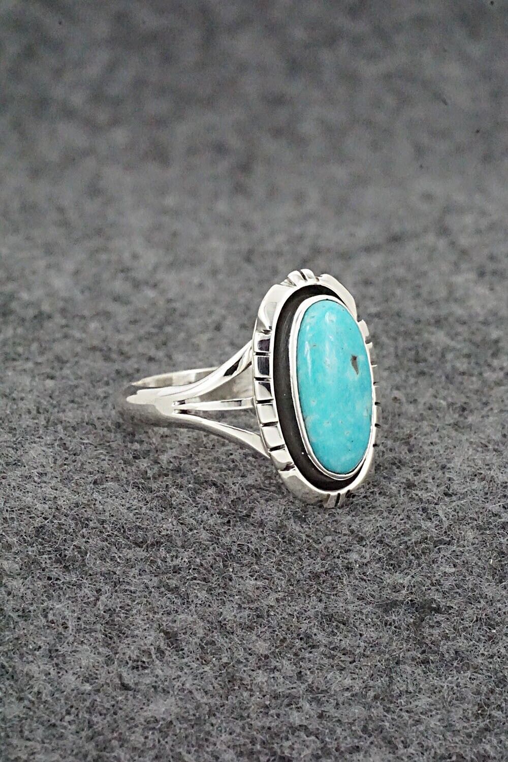 Turquoise & Sterling Silver Ring - Amos Begay - Size 7.5