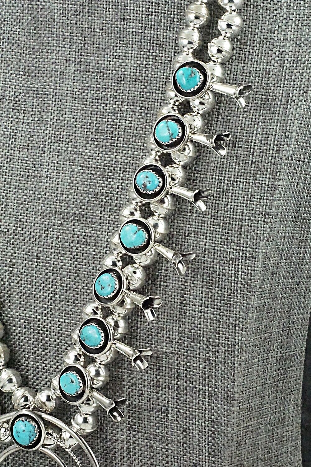 Turquoise & Sterling Silver Squash Blossom Set - Phil Garcia