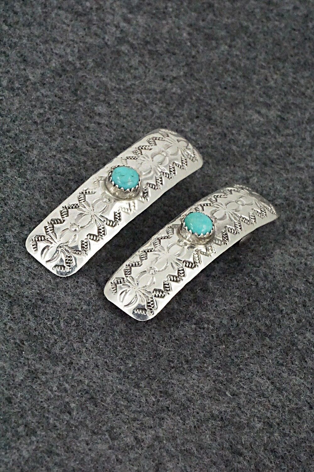 Turquoise & Sterling Silver Mini Hair Barrettes - Betty Laughing