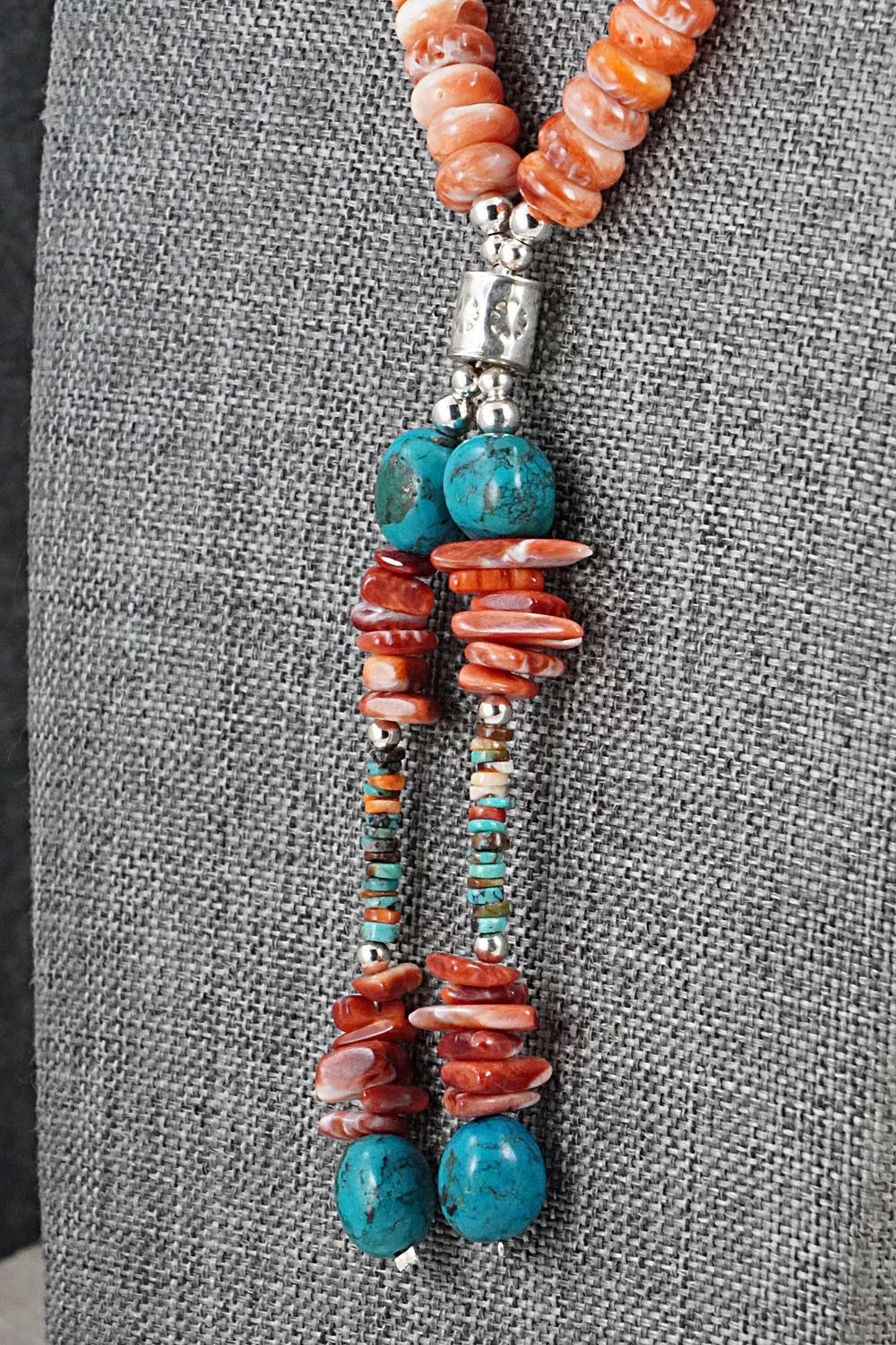 Spiny Oyster, Turquoise & Sterling Silver Necklace Set - Erika Brown