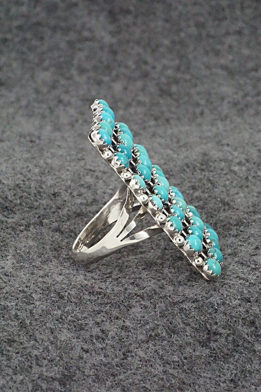 Turquoise & Sterling Silver Ring - Kenny Lonjose - Size 9.5