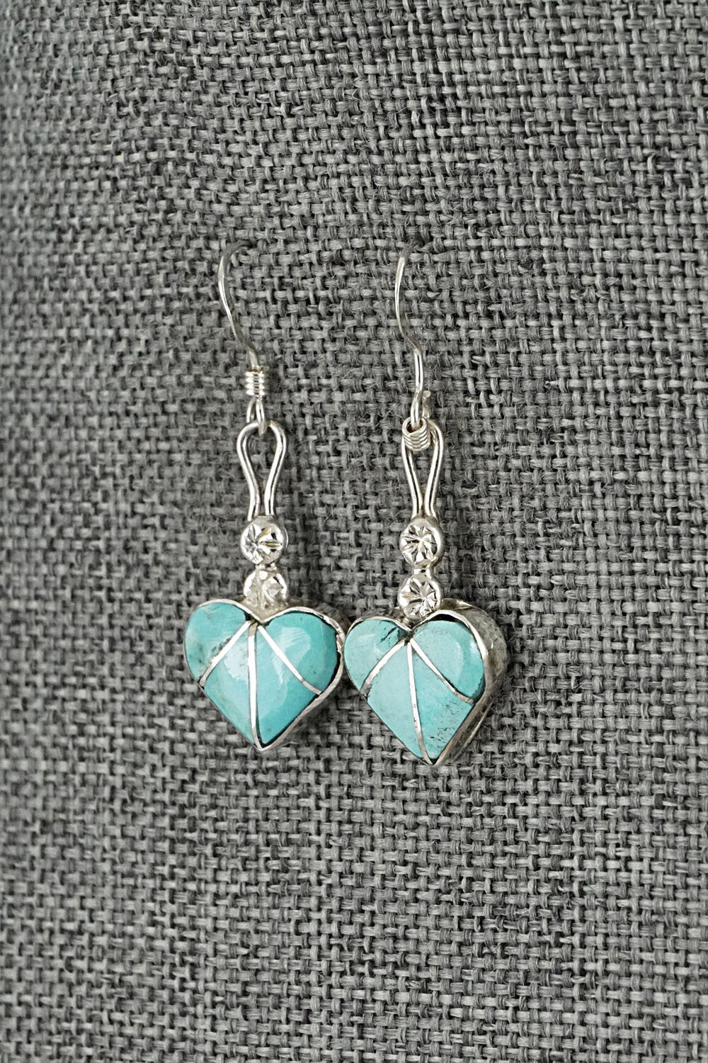 Turquoise Inlay & Sterling Silver Earrings - Ola Eriacho