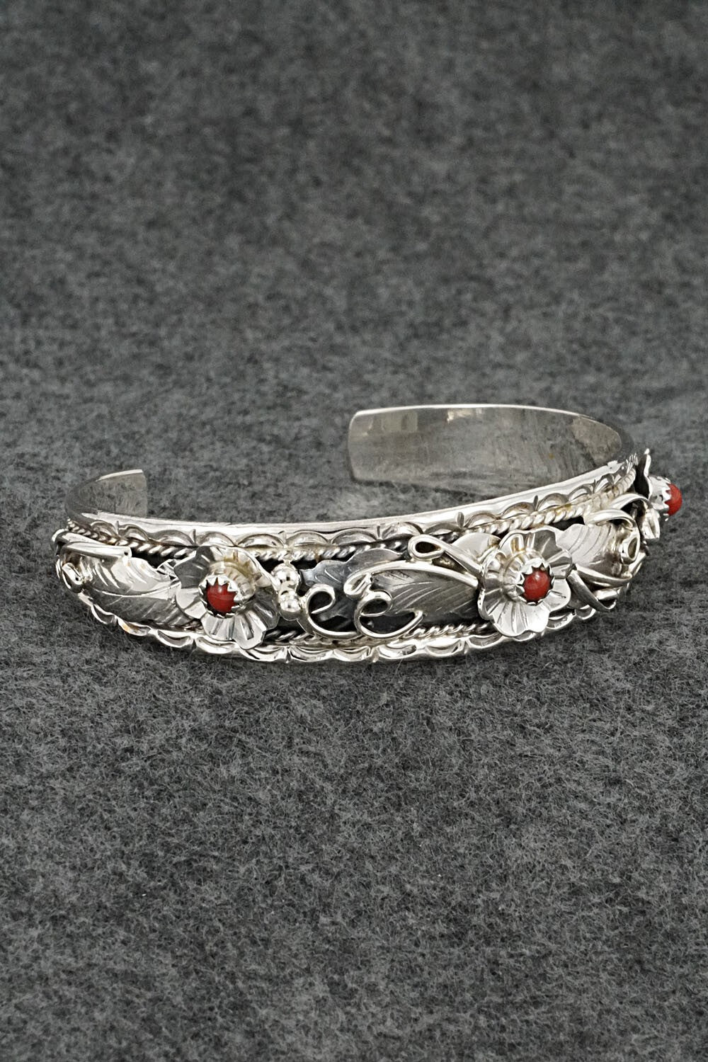 Coral & Sterling Silver Bracelet - Bessie Joe