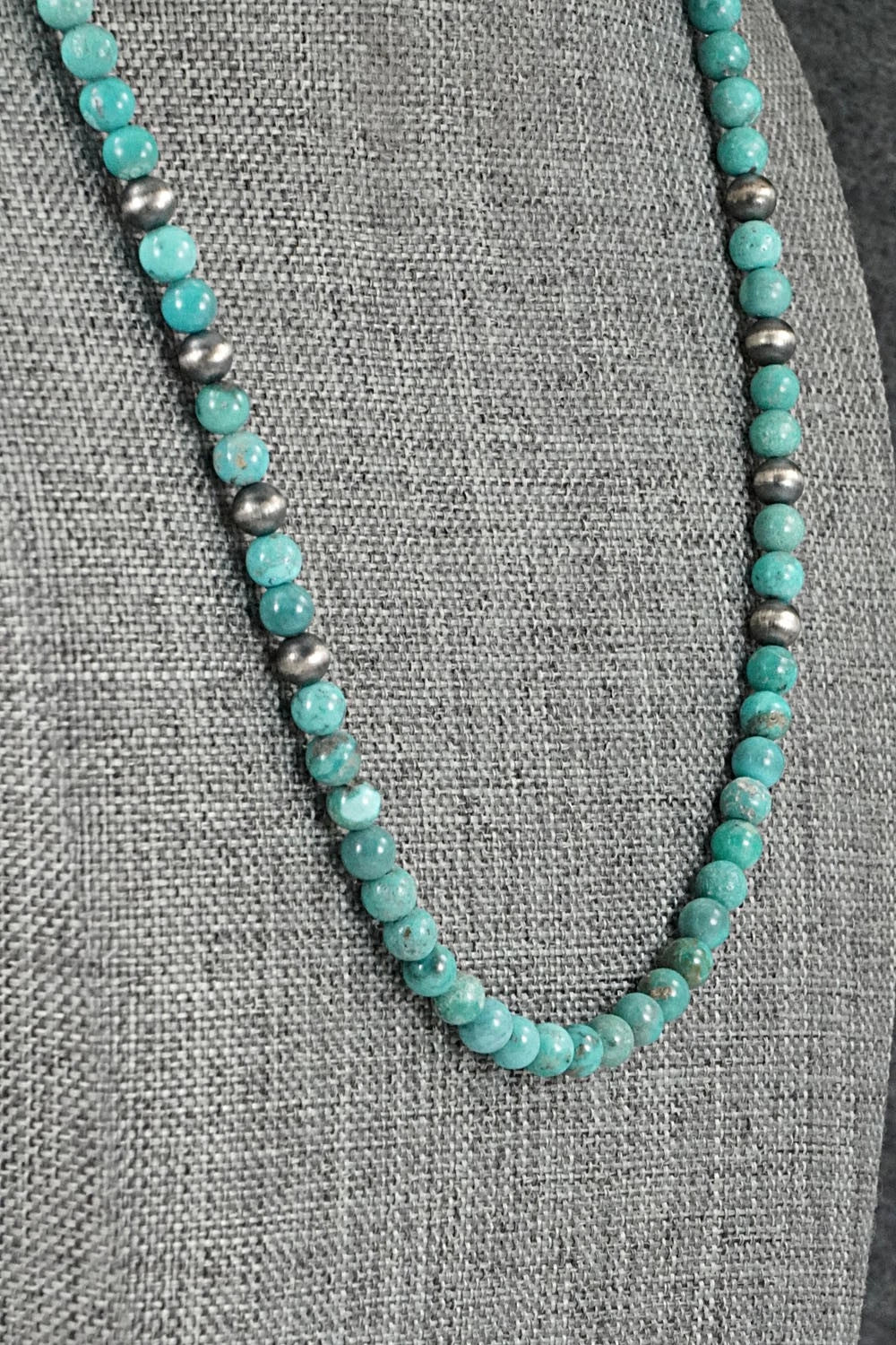 Turquoise & Sterling Silver Necklace 18" - Doreen Jake