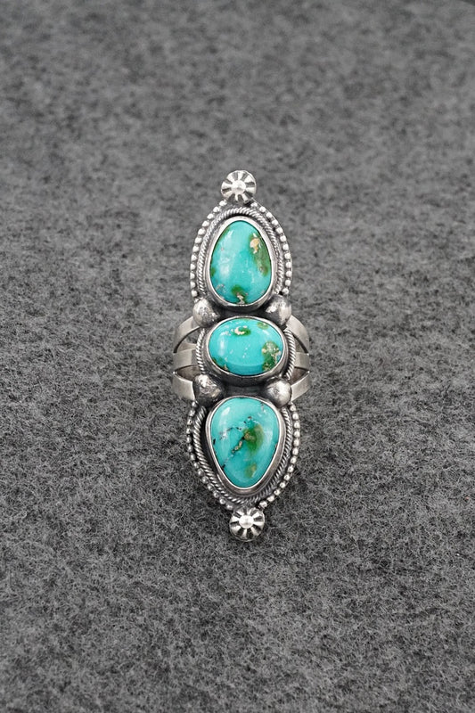 Turquoise & Sterling Silver Ring - Bobby Johnson - Size 8