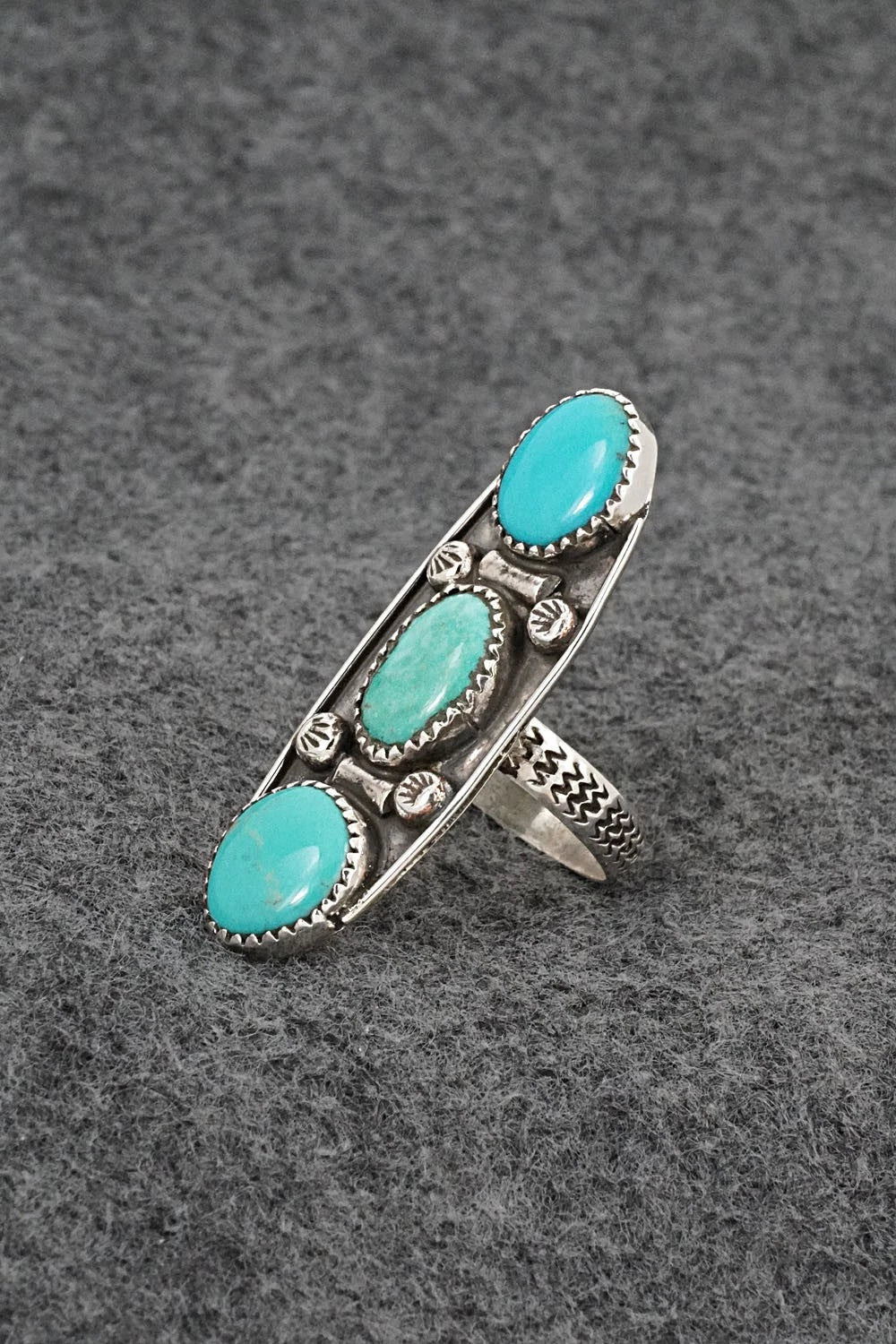 Turquoise & Sterling Silver Ring - Priscilla Reeder - Size 9.5