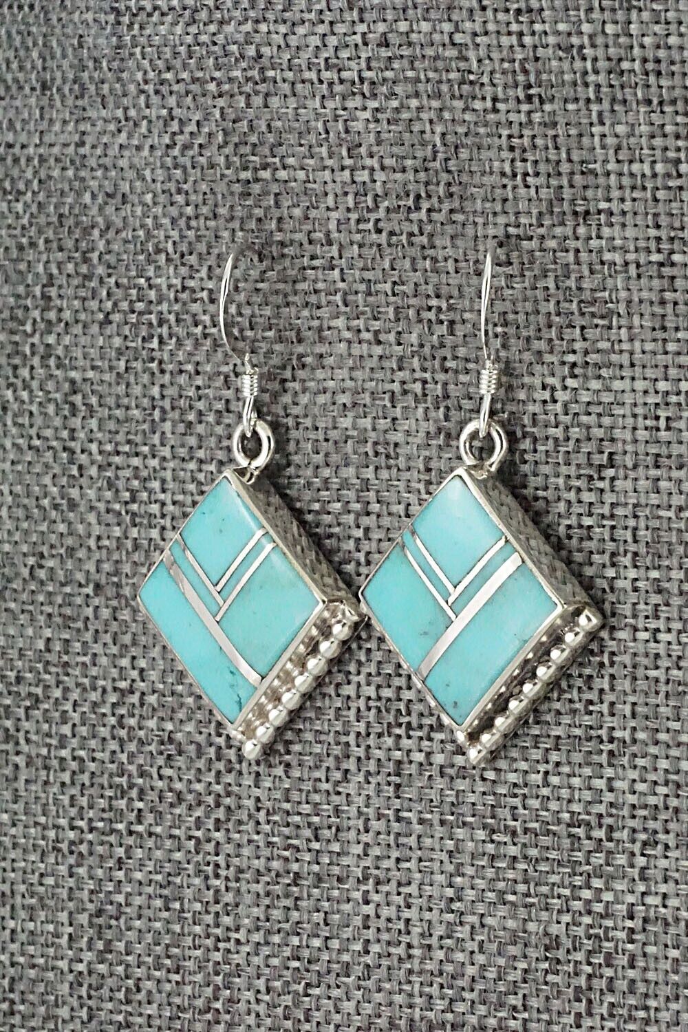 Turquoise & Sterling Silver Inlay Earrings - James Manygoats