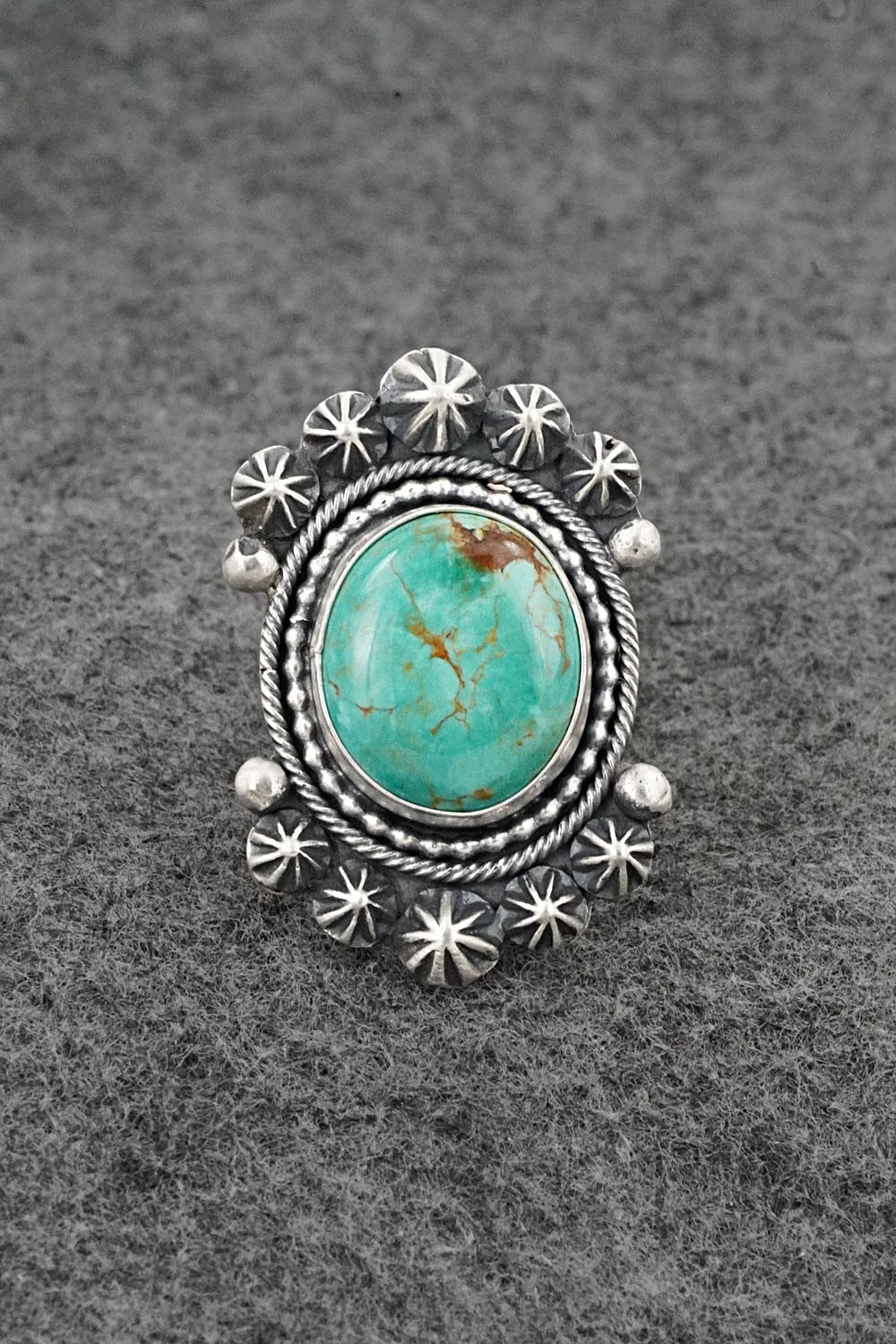 Turquoise & Sterling Silver Ring - Cordell Platero - Size Adjustable
