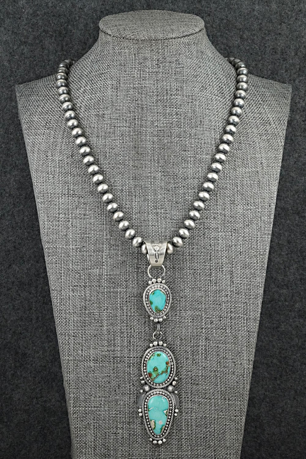 Turquoise & Sterling Silver Necklace - Tom Lewis