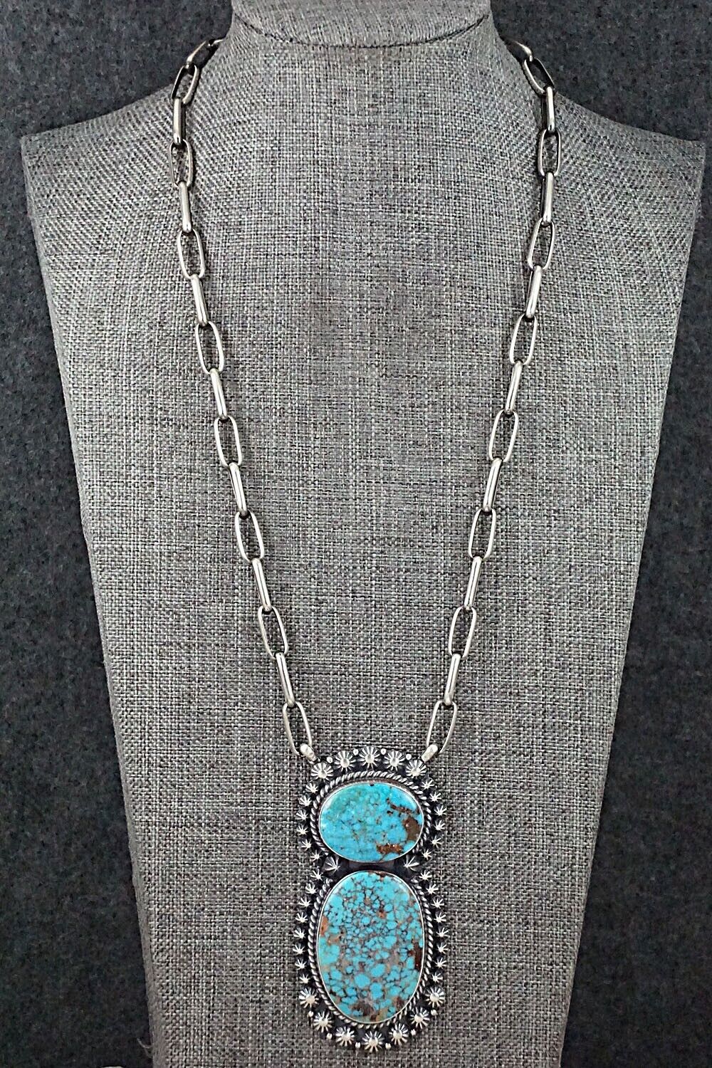 Turquoise & Sterling Silver Necklace - Raymond Delgarito