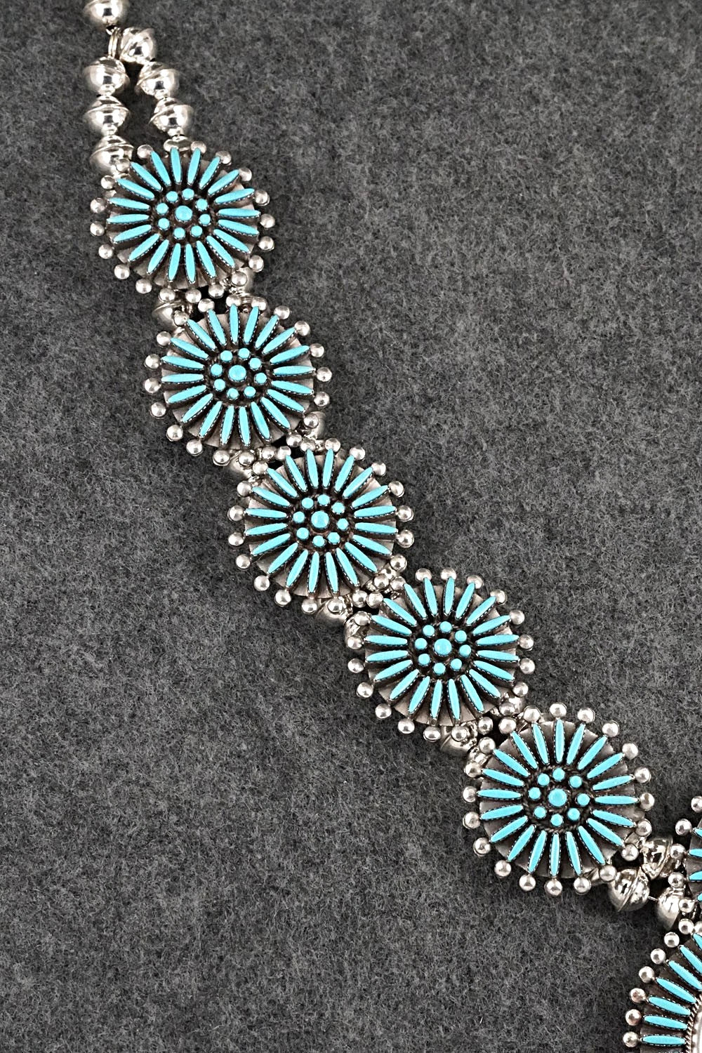Turquoise & Sterling Silver Squash Blossom Set - Sibert Bowannie