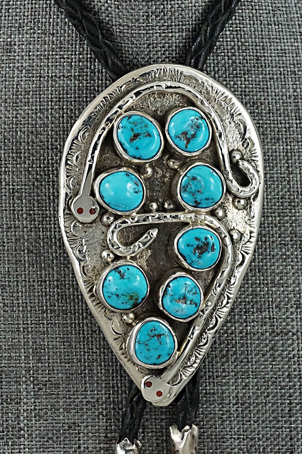 Turquoise & Sterling Silver Bolo Tie & Belt Buckle Set - Jude Candelaria