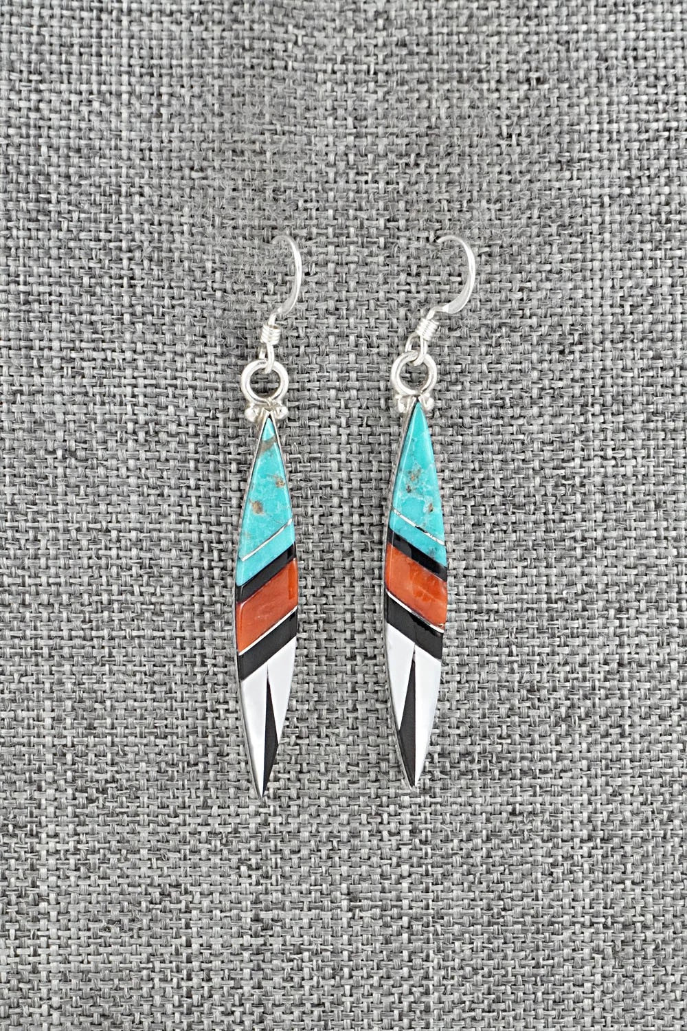 Multi-Stone Inlay & Sterling Silver Earrings - Cleo Kallestewa