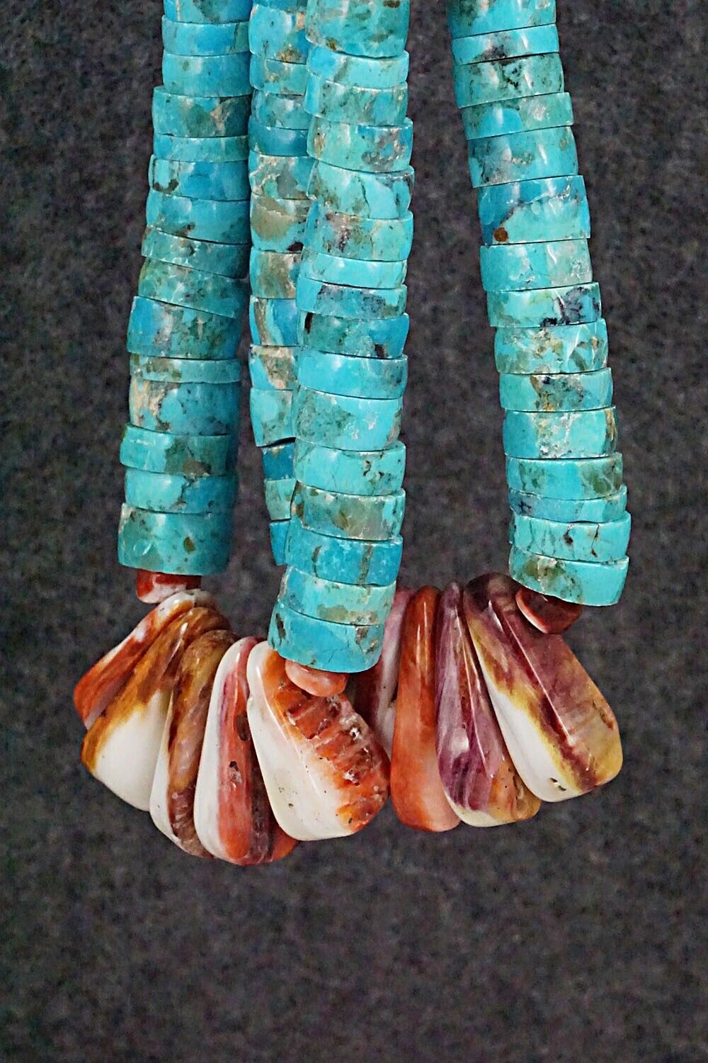 Spiny Oyster, Turquoise & Sterling Silver Necklace - Lupe Lovato