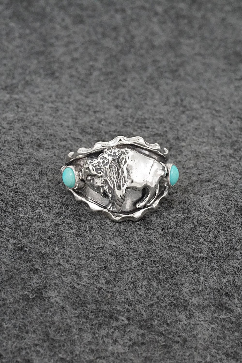 Turquoise & Sterling Silver Ring - Genevieve Francisco - Size 13