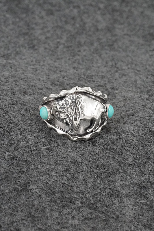 Turquoise & Sterling Silver Ring - Genevieve Francisco - Size 13