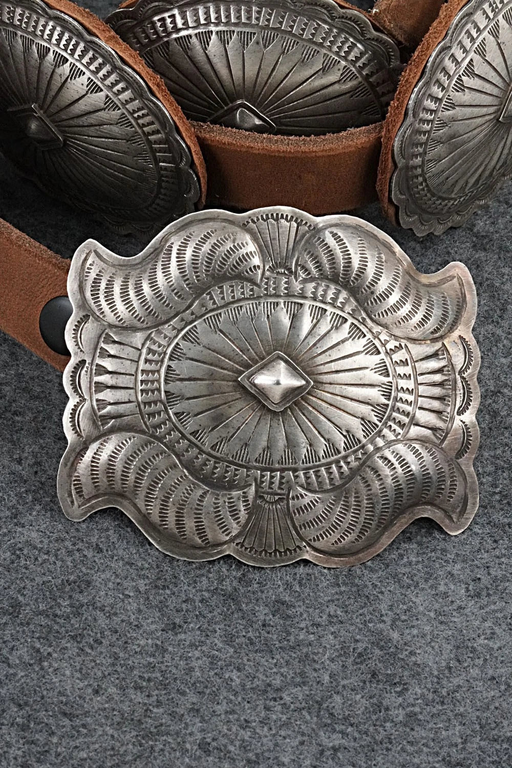 Sterling Silver & Leather Concho Belt - Dan Morgan