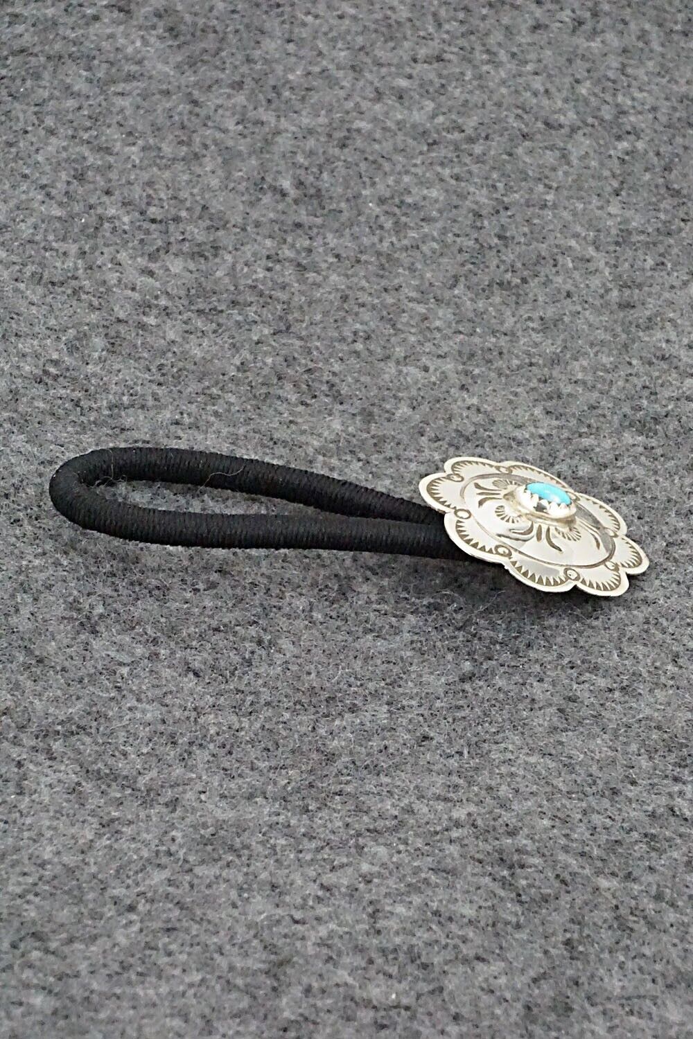 Turquoise & Sterling Silver Hair Tie - Bertha Begay