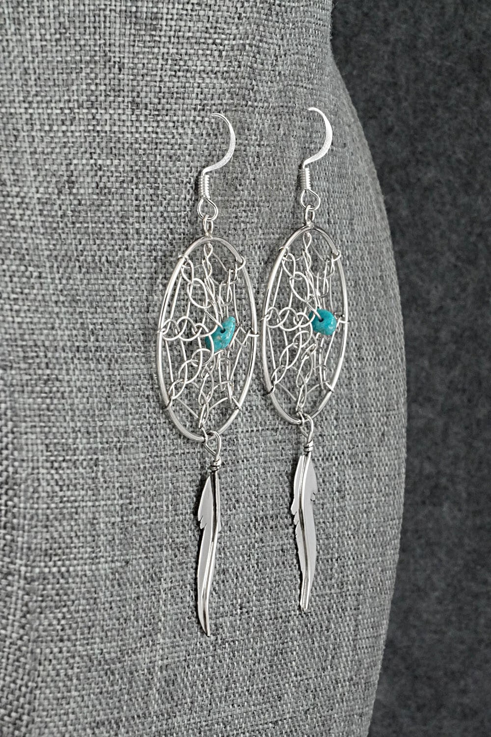 Turquoise & Sterling Silver Earrings - Lorenzo Arviso Jr.
