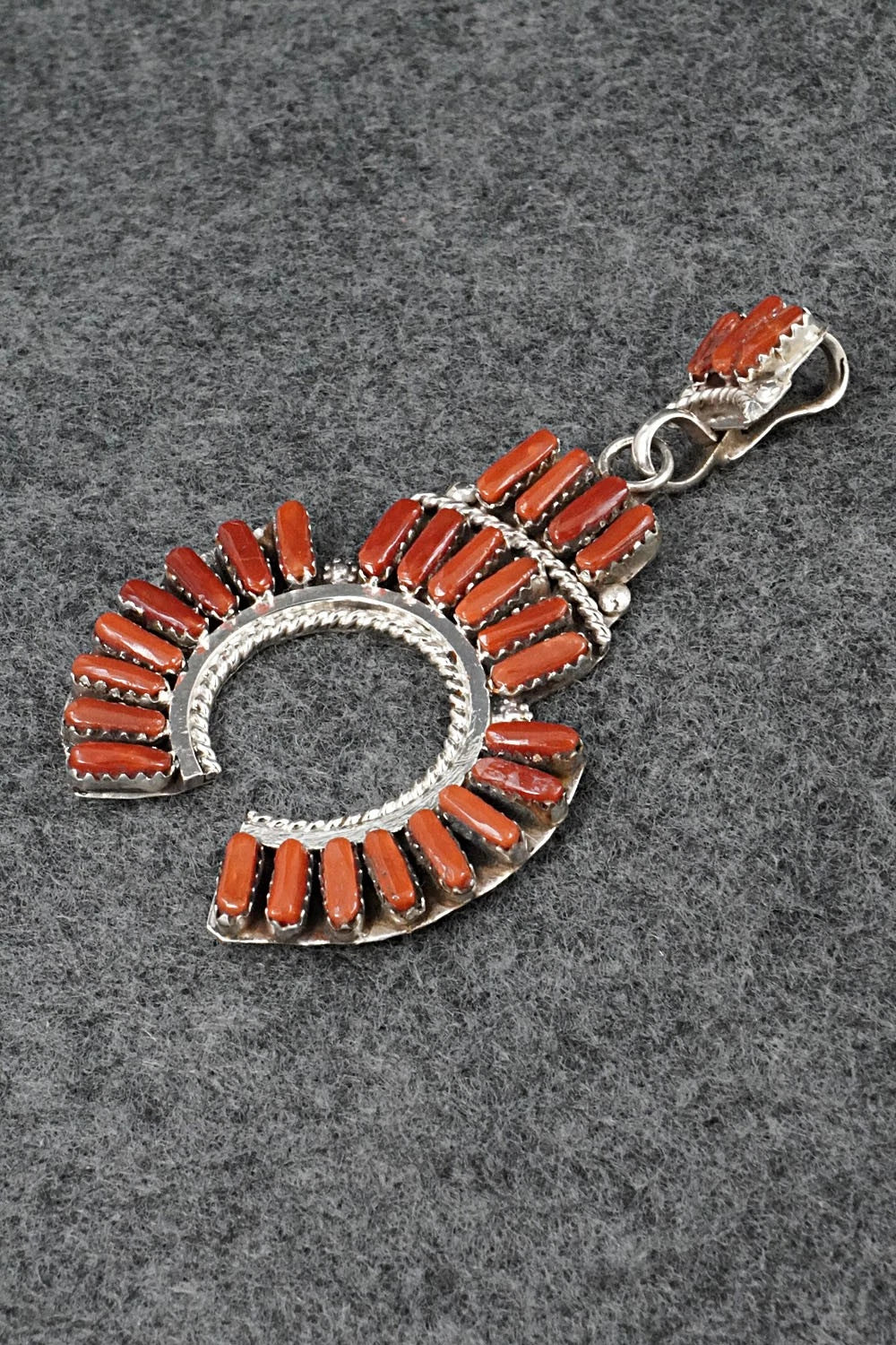 Coral & Sterling Silver Pendant and Earrings Set - Evangeline Tsabetsaye