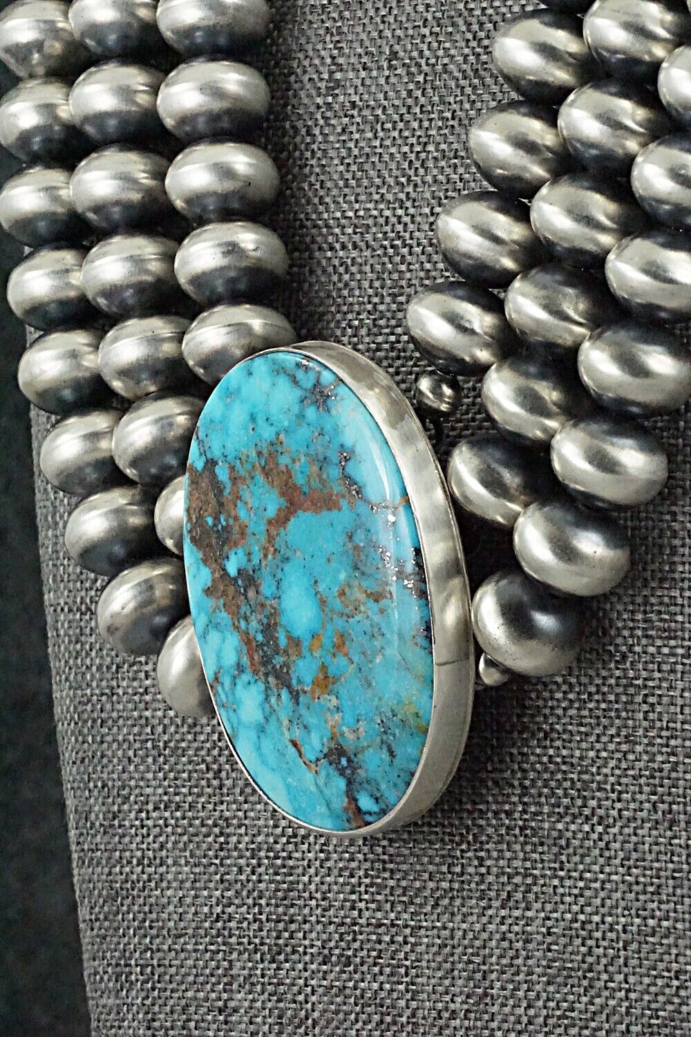 Turquoise & Navajo Pearl Sterling Silver Necklace - Alice Johnson