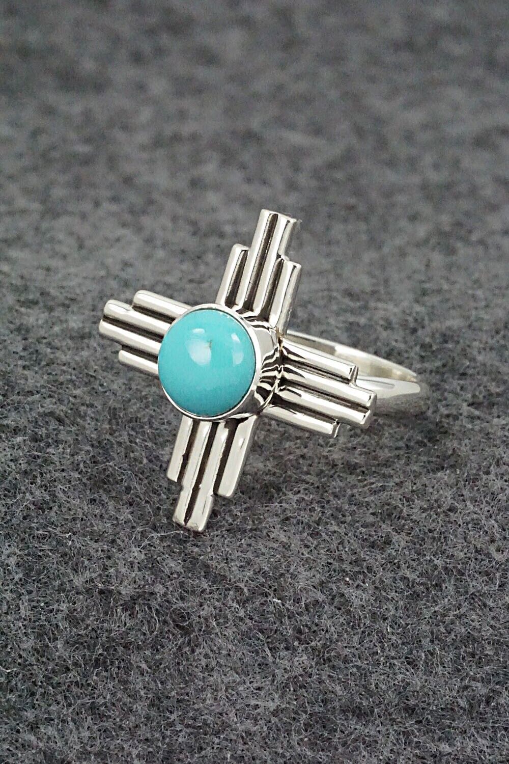 Turquoise and Sterling Silver Ring - Raymond Coriz - Size 7.5