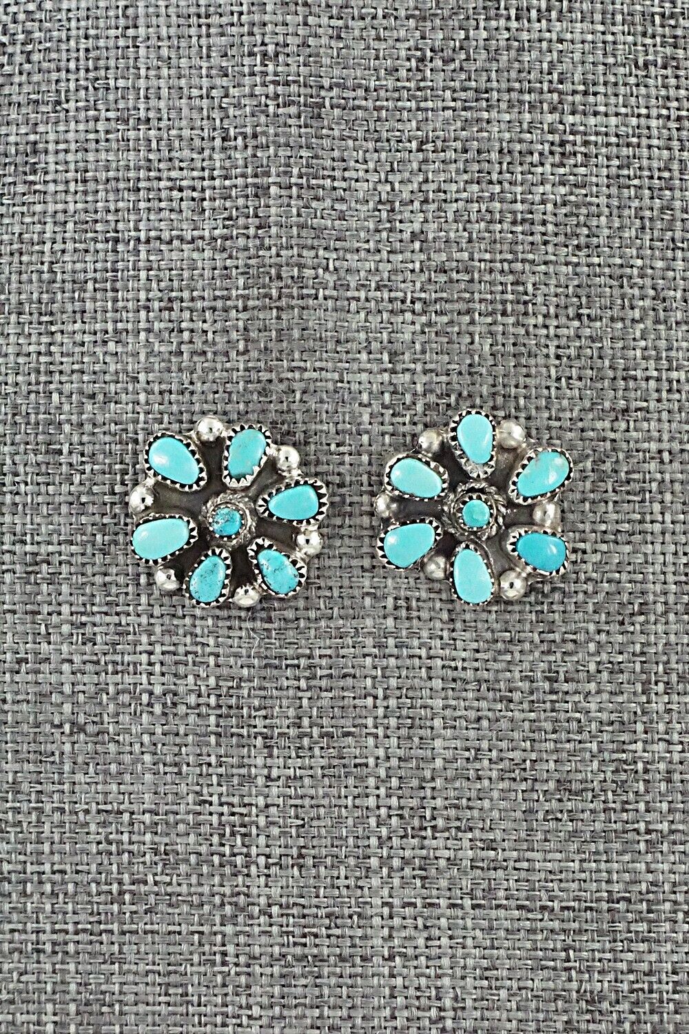 Turquoise & Sterling Silver Earrings - Lorencita Walela