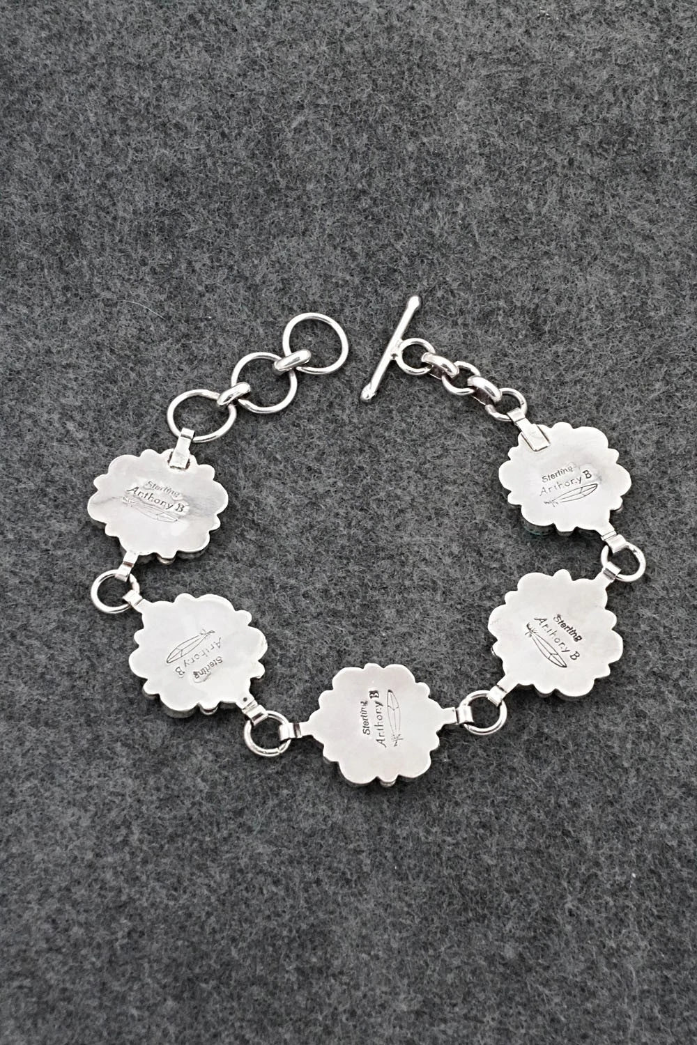 Turquoise & Sterling Silver Link Bracelet - Anthony Brown