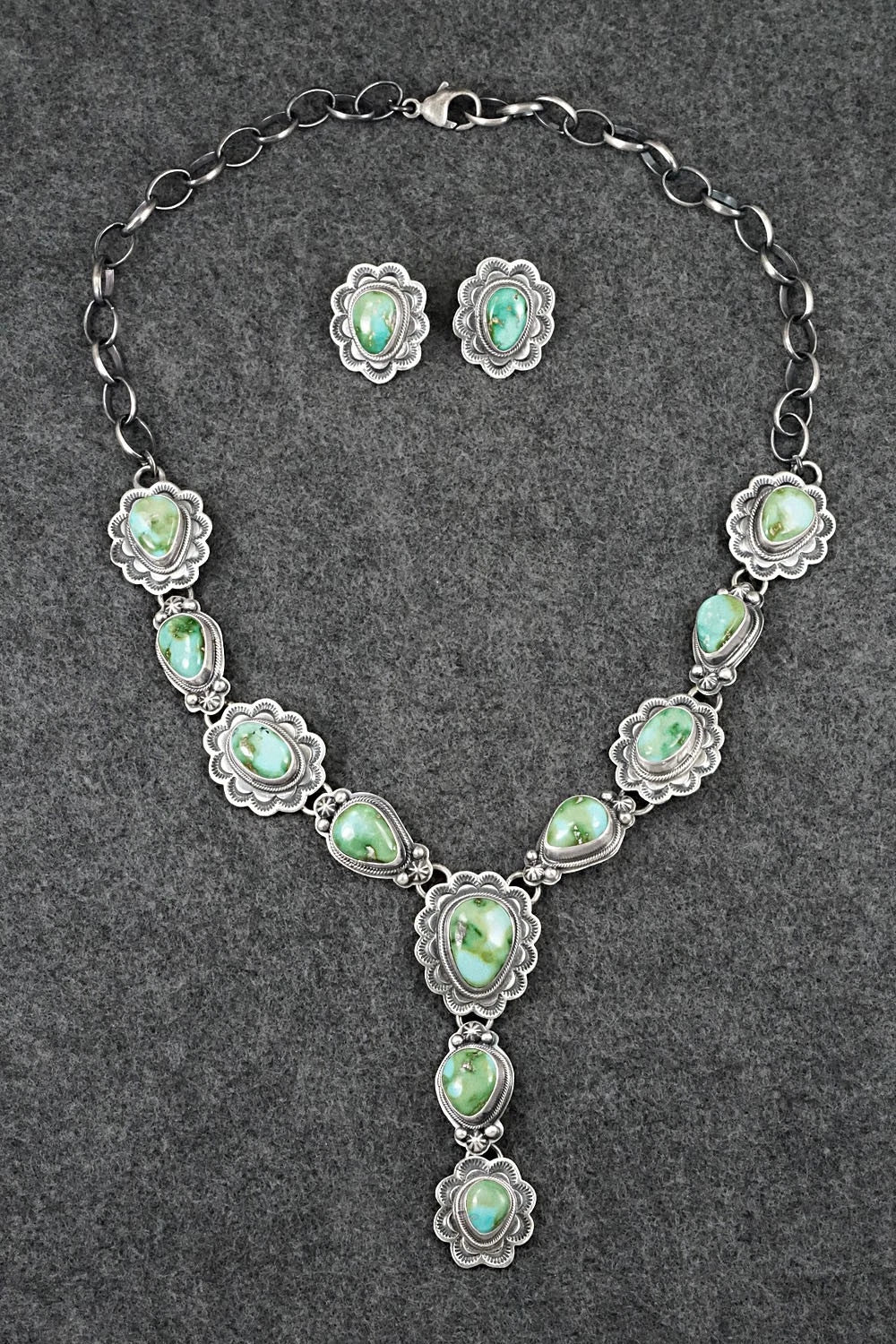 Turquoise & Sterling Silver Necklace and Earrings Set - Randy Boyd