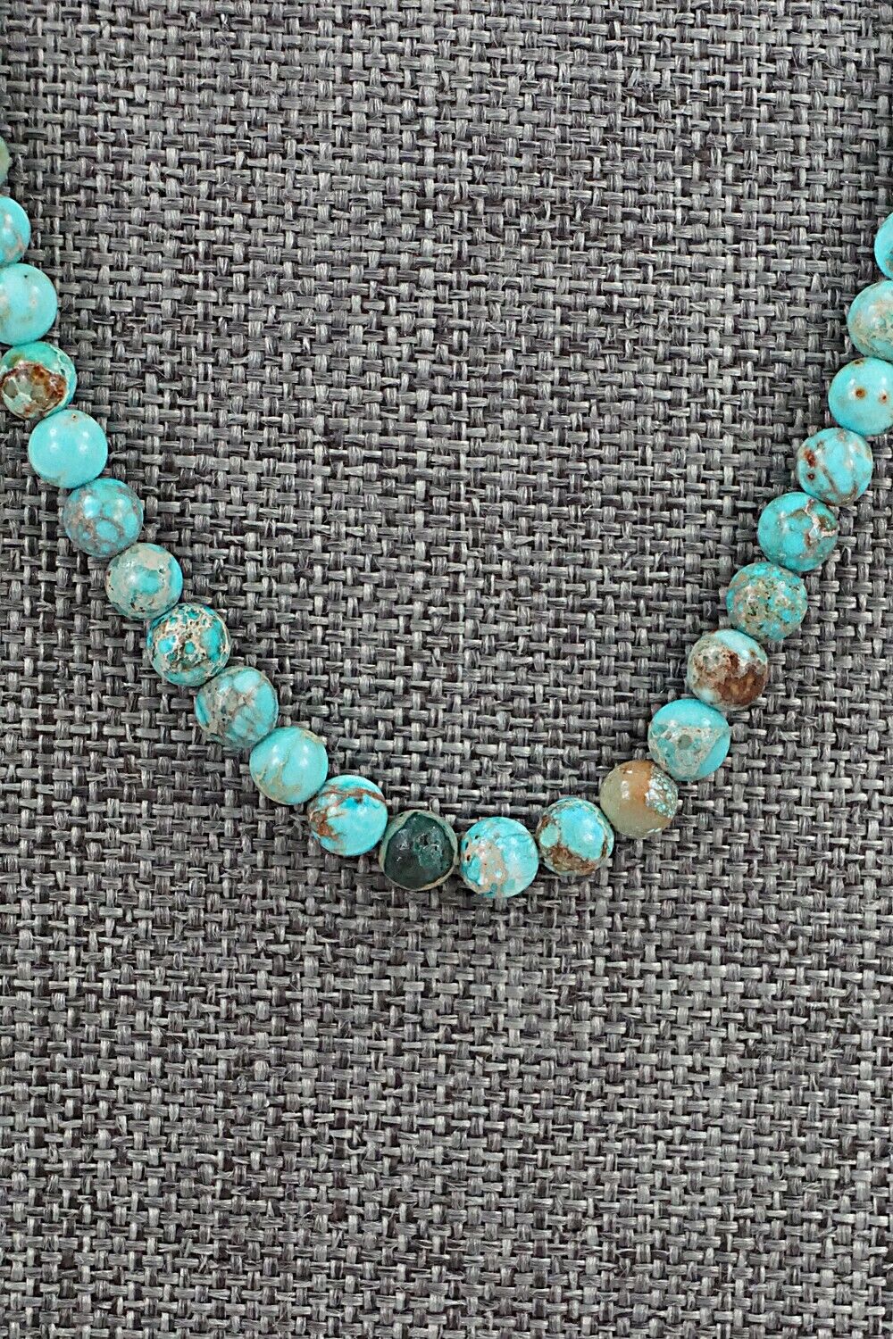 Turquoise, Shell & Sterling Silver Necklace 18" - Ramona Calavaza