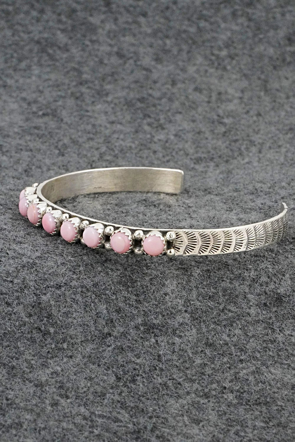 Pink Conch & Sterling Silver Bracelet - Gaynell Parker
