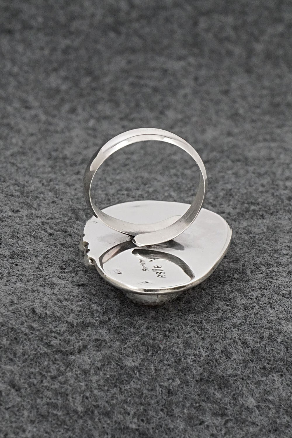 Spiny Oyster & Sterling Silver Ring - Leslie Nez - Size 8 Adj.