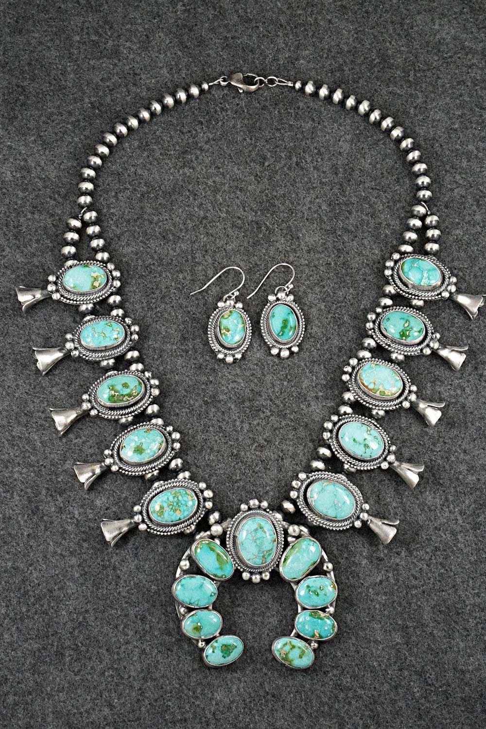 Turquoise & Sterling Silver Squash Blossom Set - Bobby Johnson