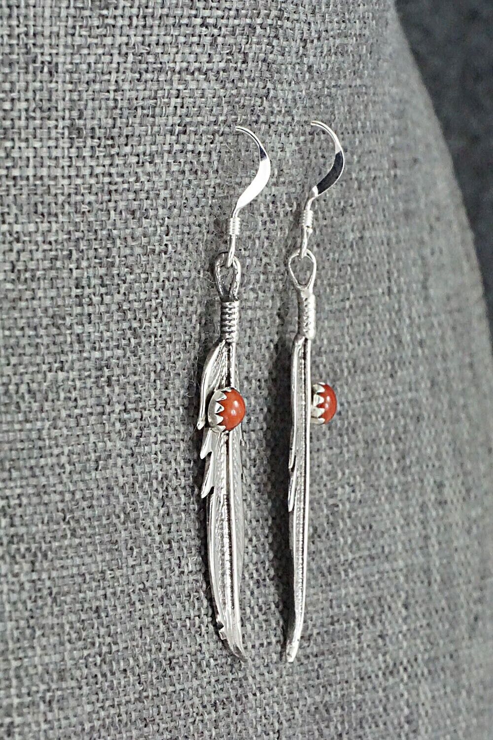 Coral & Sterling Silver Earrings - Louise Joe