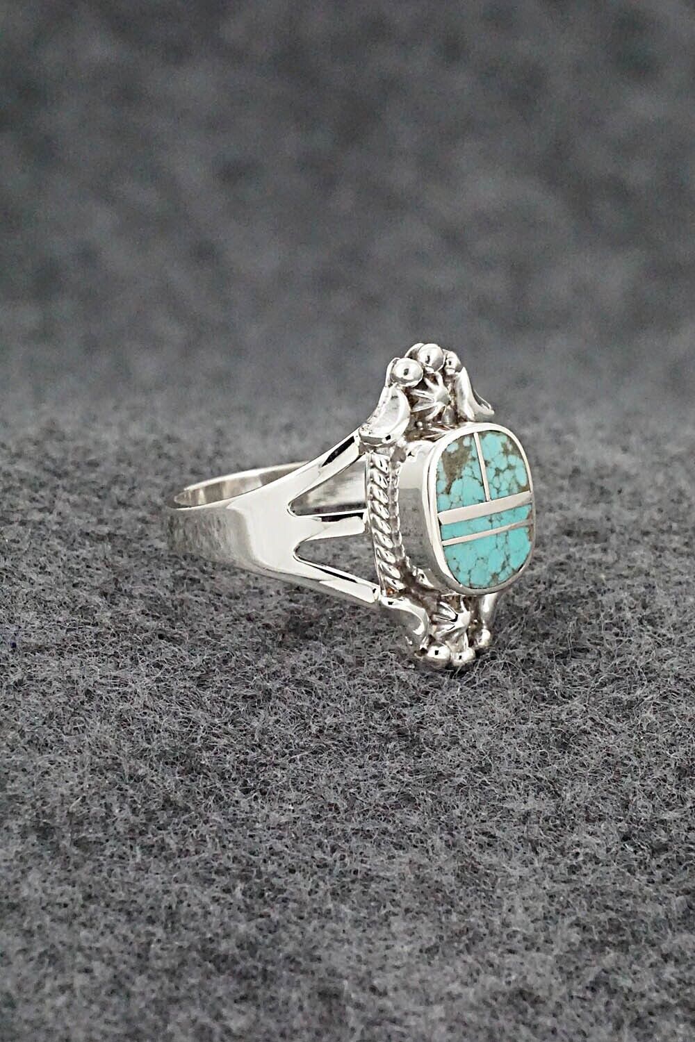 Turquoise & Sterling Silver Inlay Ring - James Manygoats - Size 9