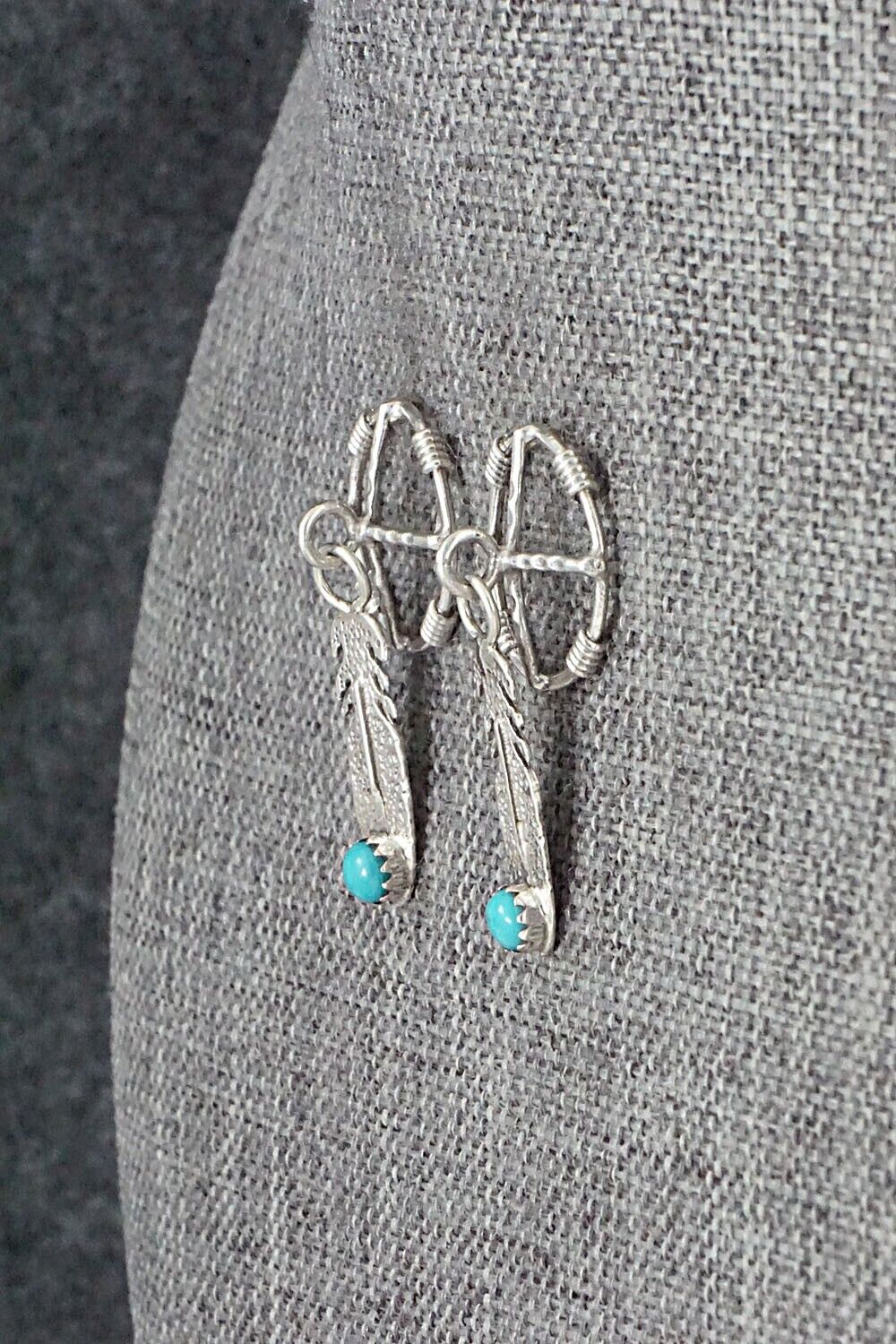 Turquoise and Sterling Silver Earrings - Kenny Lonjose