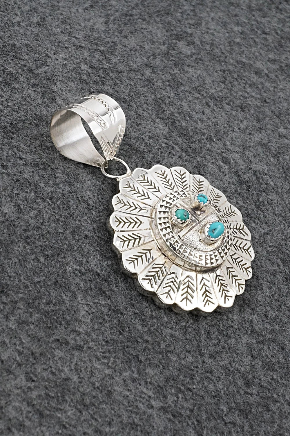 Turquoise & Sterling Silver Pendant - Alonzo Mariano