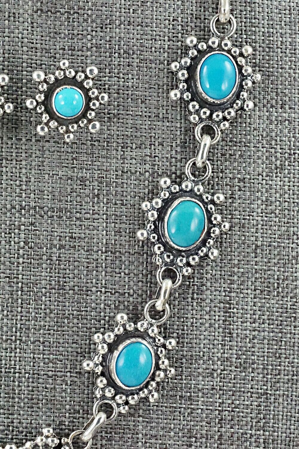 Turquoise & Sterling Silver Necklace and Earrings Set - Roie Jaque