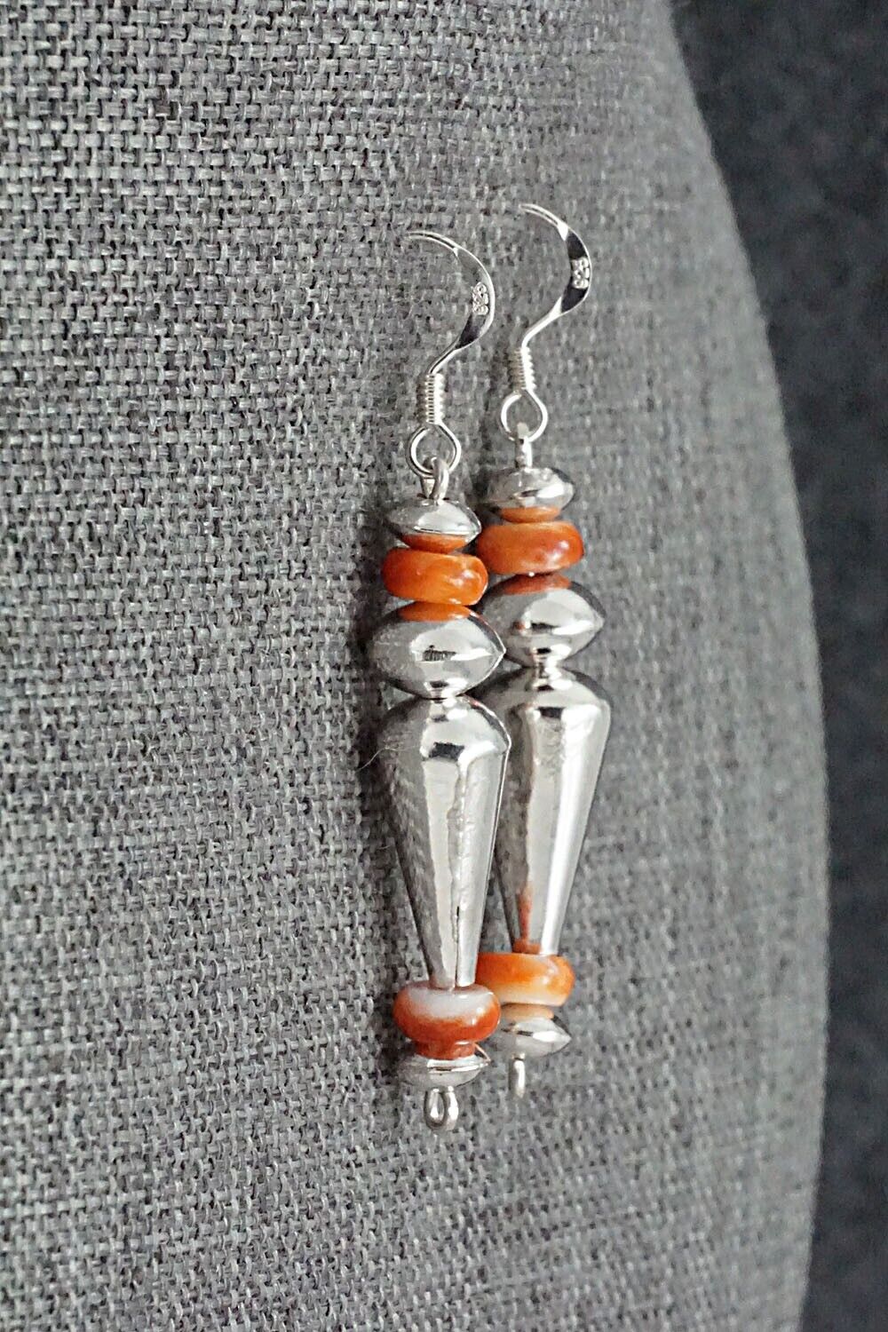 Spiny Oyster & Sterling Silver Navajo Pearl Earrings - Presley Haley