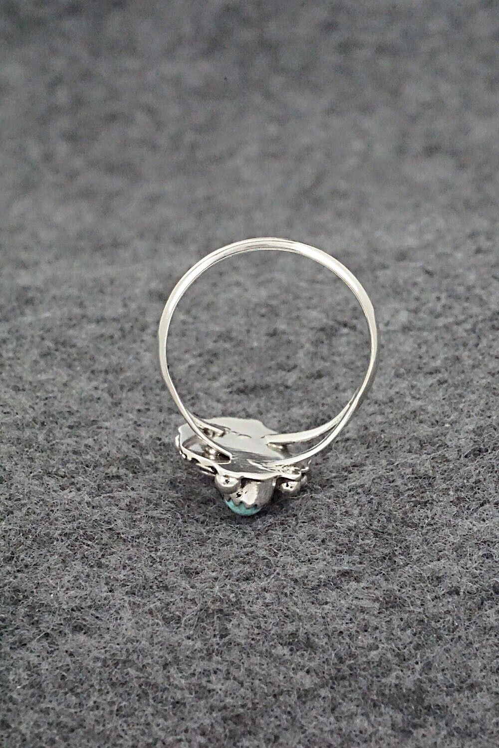 Turquoise, Coral & Sterling Silver Ring - Harris Largo - Size 8.5
