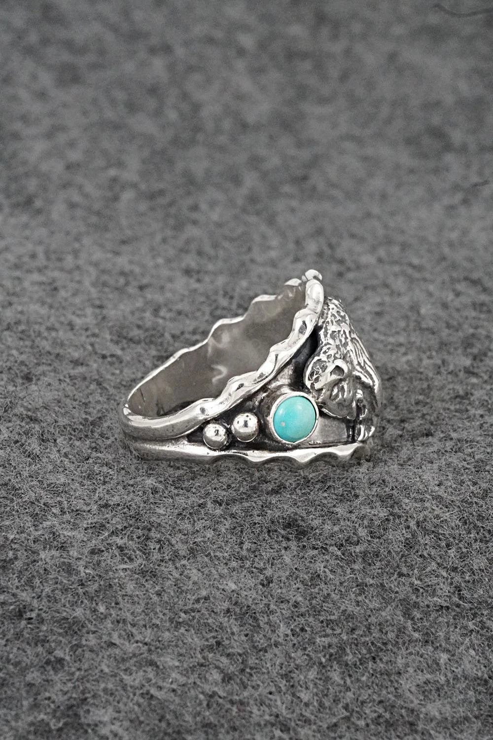 Turquoise & Sterling Silver Ring - Genevieve Francisco - Size 13